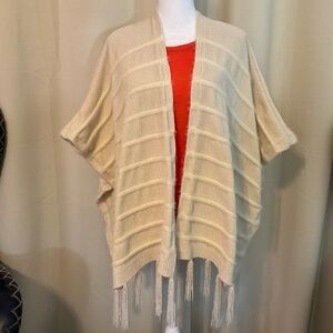 Chenille Beige Striped Women's Kimono Sweater from Anthropologie